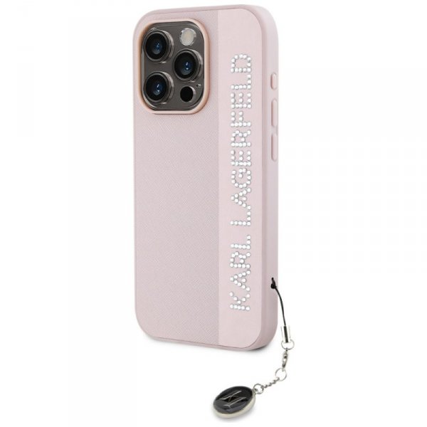 Karl Lagerfeld KLHCP15XPSAKDGCP iPhone 15 Pro Max 6.7&quot; różowy/pink hardcase Saffiano Rhinestones & Charm