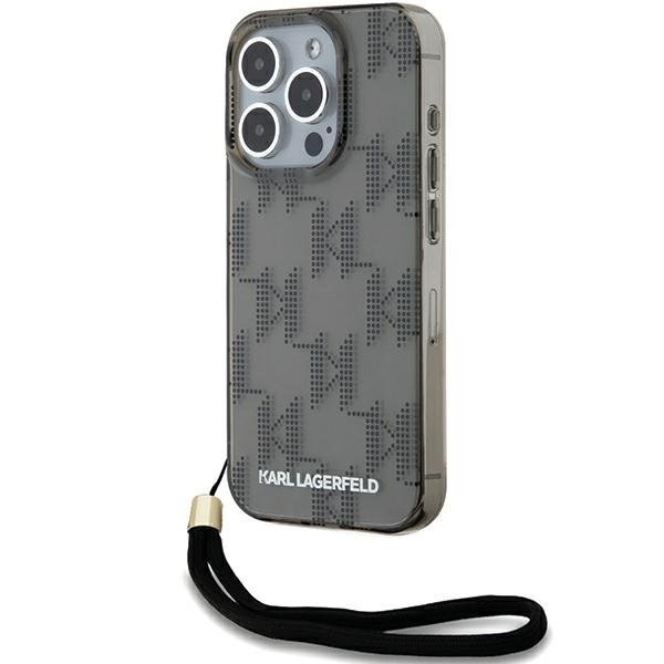 Karl Lagerfeld KLHCP15LHKDPNSK iPhone 15 Pro 6.1&quot; czarny/black hardcase IML Mono KL Pattern & Cord