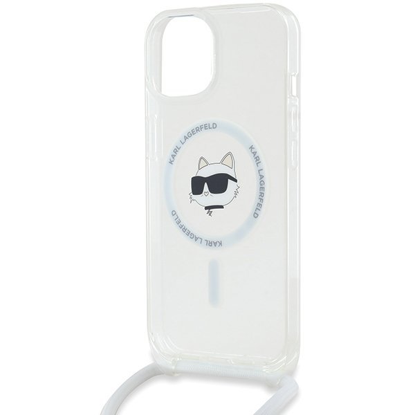 Karl Lagerfeld KLHMP14SHCCHNT iPhone 14 / 13 / 15 6.1&quot; hardcase transparent IML Choupette Head & Cord Magsafe