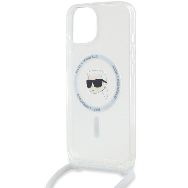 Karl Lagerfeld KLHMP15SHCKHNT iPhone 15 / 14 / 13 6.1&quot; hardcase transparent Crossbody IML Karl Head Magsafe