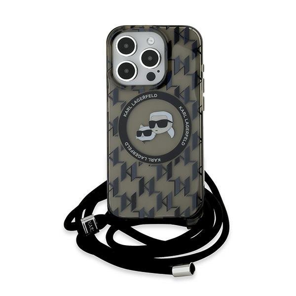 Karl Lagerfeld KLHMP15LHCKCKLCK iPhone 15 Pro 6.1" czarny/black hardcase IML Crossbody Monogram Karl & Choupette Head MagSa