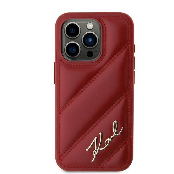 Karl Lagerfeld KLHCP15LPQDSMGR iPhone 15 Pro 6.1&quot; czerwony/red hardcase Diagonal Quilted Script