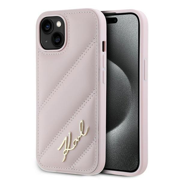 Karl Lagerfeld KLHCP15MPQDSMGP iPhone 15 Plus / 14 Plus 6.7&quot; różowy/pink hardcase Diagonal Quilted Script