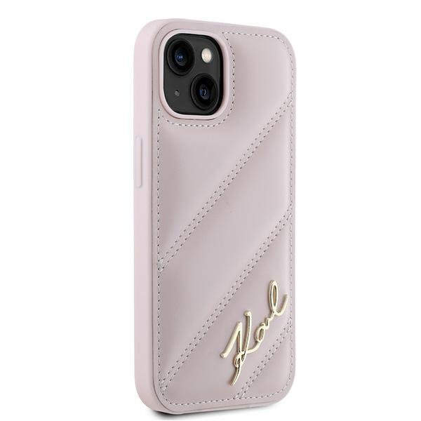 Karl Lagerfeld KLHCP15MPQDSMGP iPhone 15 Plus / 14 Plus 6.7&quot; różowy/pink hardcase Diagonal Quilted Script