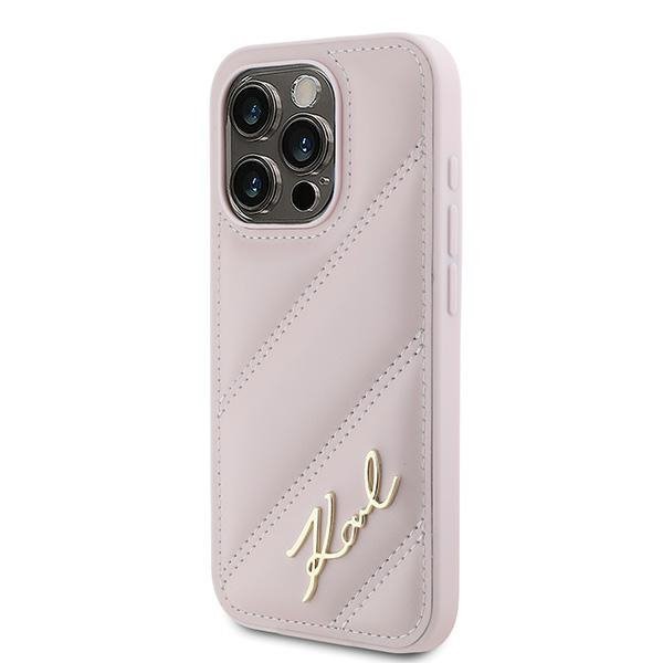 Karl Lagerfeld KLHCP15XPQDSMGP iPhone 15 Pro Max 6.7&quot; różowy/pink hardcase Diagonal Quilted Script
