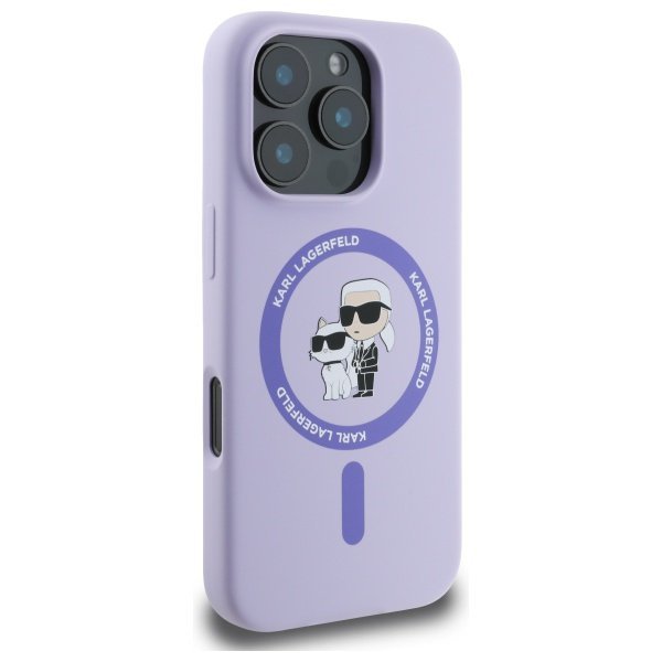 Karl Lagerfeld KLHMP16LSCMKCRHU iPhone16 Pro 6.3&quot; fioletowy/purple hardcase Silicone Karl&Choupette Ring MagSafe