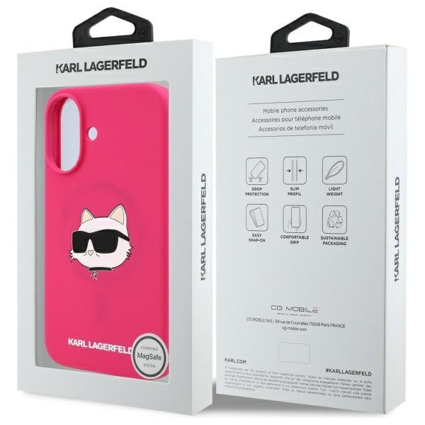 Karl Lagerfeld KLHMP16SSCHPPLF iPhone 16 6.1&quot; fuksja/fuschia hardcase Silicone Choupette Head Print MagSafe