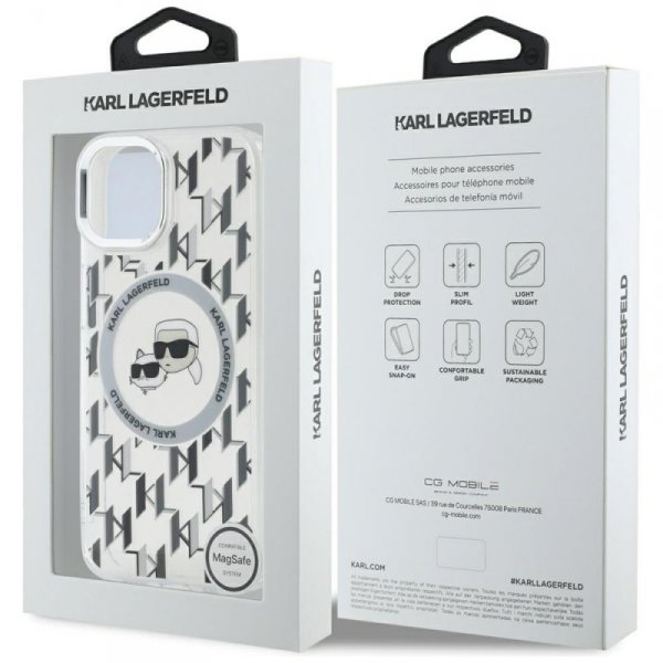 Karl Lagerfeld KLHMP15SHMCKMHT iPhone 156.1&quot; przezroczysty/transparent IML Monogram Karl&Choupette Head MagSafe