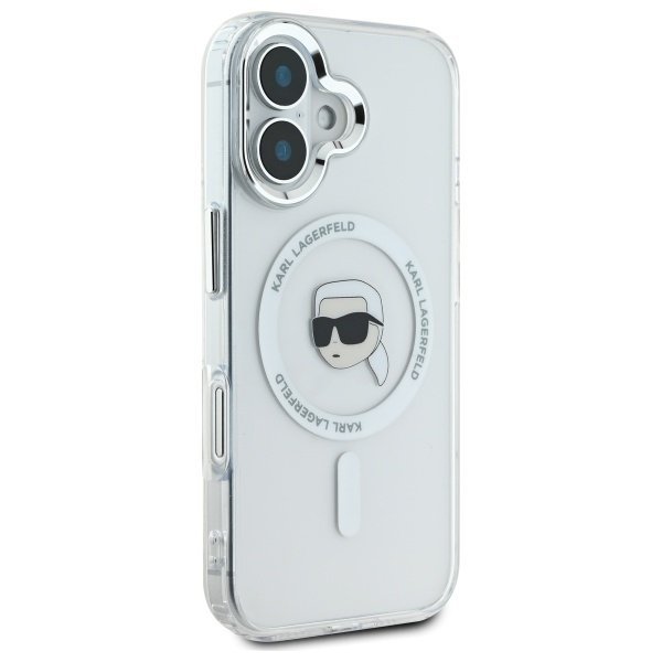 Karl Lagerfeld KLHMP16MHLSKIH iPhone16 Plus 6.7&quot; biały/white hardcase IML Metal Karl Head MagSafe