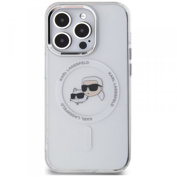 Karl Lagerfeld KLHMP14LHLSKCH iPhone14 Pro 6.1" biały/white hardcase IML Metal Karl&Choupette Head MagSafe