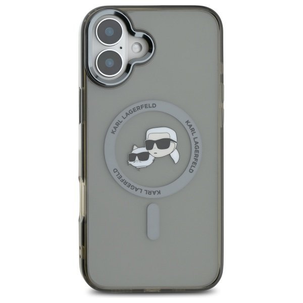 Karl Lagerfeld KLHMP16SHLSKCK iPhone 6.1" czarny/black hardcase IML Metal Karl&Choupette Head MagSafe