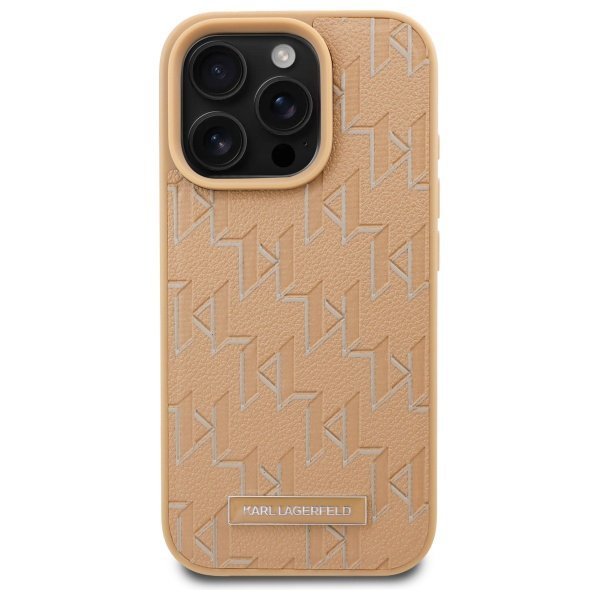 Karl Lagerfeld KLHMP16LPKHPORPE iPhone16 Pro 6.3&quot; hardcase beżowy/beige Leather Monogram Metal Logo MagSafe