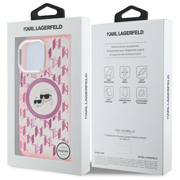 Karl Lagerfeld KLHMP16XHMCKMHP iPhone 16 Pro Max 6.9&quot; różowy/pink IML Monogram Karl&Choupette Head MagSafe