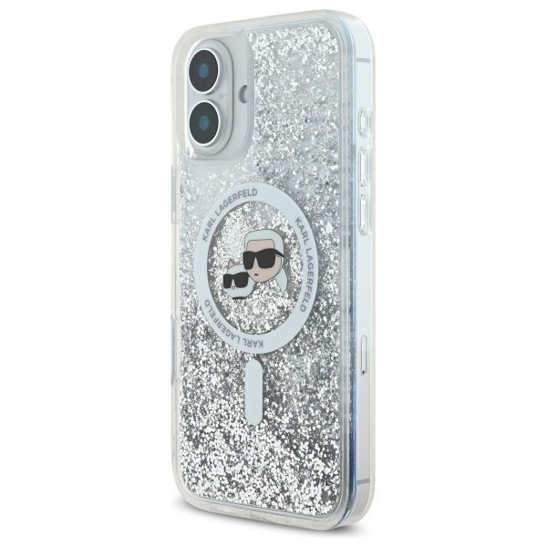 Karl Lagerfeld KLHMP16SLGKCSGH iPhone16 6.1&quot; hardcase transparent Liquid Glitter Karl&Choupette Head Magsafe