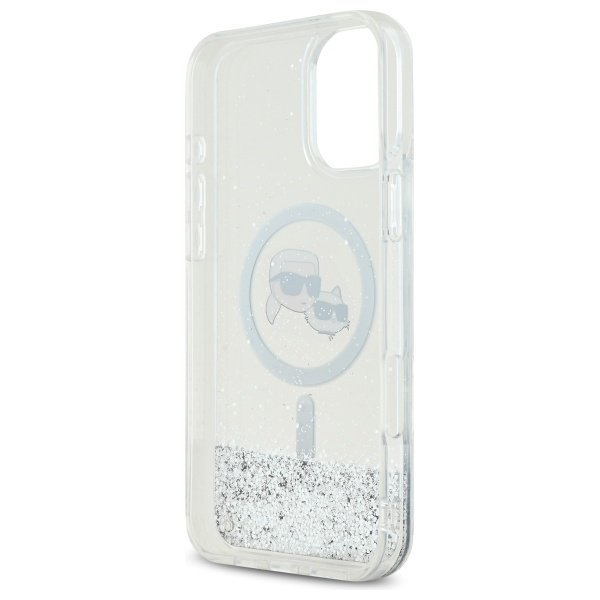 Karl Lagerfeld KLHMP16MLGKCSGH iPhone16 Plus 6.7&quot; hardcase transparent Liquid Glitter Karl&Choupette Head Magsafe