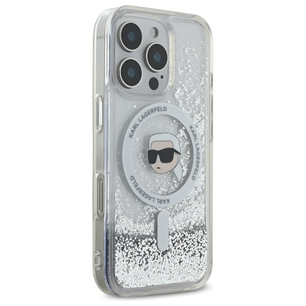 Karl Lagerfeld KLHMP16XLGKISGH iPhone 16 Pro Max 6.9&quot; hardcase transparent Liquid Glitter Karl Head Magsafe