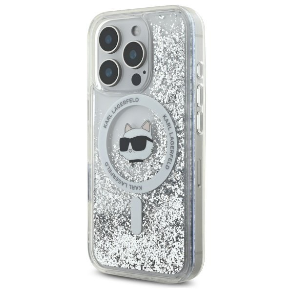 Karl Lagerfeld KLHMP16LLGCHSGH iPhone16 Pro 6.3&quot; hardcase transparent Liquid Glitter Choupette Head Magsafe