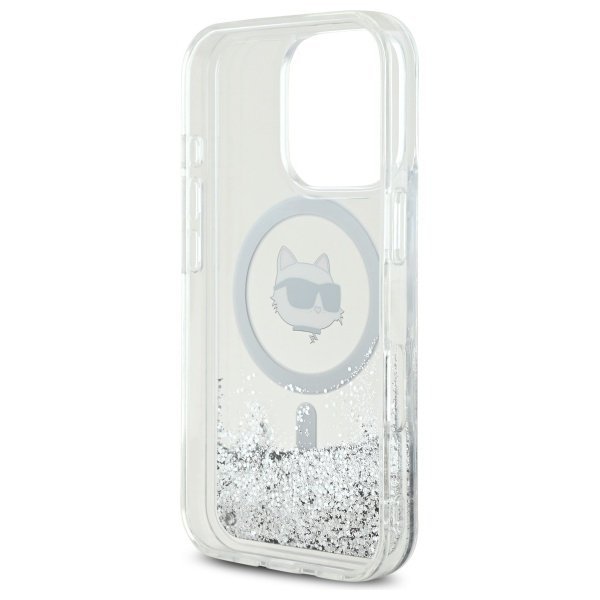 Karl Lagerfeld KLHMP16LLGCHSGH iPhone16 Pro 6.3&quot; hardcase transparent Liquid Glitter Choupette Head Magsafe