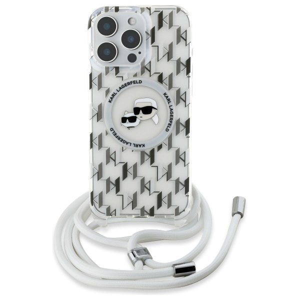 Karl Lagerfeld KLHMP16XHCKCKLCT iPhone   16 Pro Max 6.9&quot; transparent hardcase IML Crossbody Monogram Karl & Choupette Head 