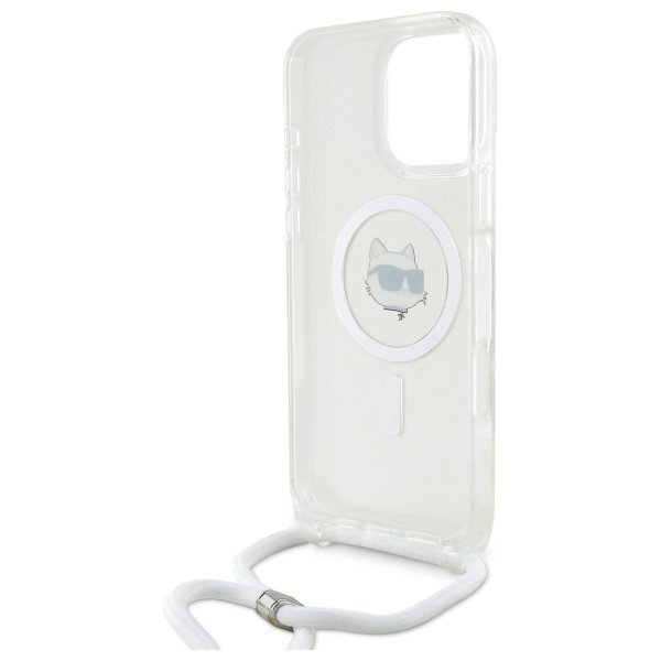 Karl Lagerfeld KLHMP16LHCCHNT iPhone 16  Pro 6.3&quot; hardcase transparent IML Choupette Head & Cord Magsafe