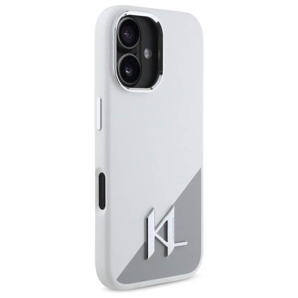 Karl Lagerfeld KLHMP16SSCMKMPCH iPhone   16 6,1&quot; biały/white hardcase Silicone Initial Metal Logo MagSafe
