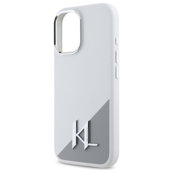 Karl Lagerfeld KLHMP16SSCMKMPCH iPhone   16 6,1&quot; biały/white hardcase Silicone Initial Metal Logo MagSafe