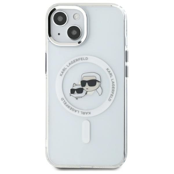 Karl Lagerfeld KLHMP14SHLSKCH iPhone 14  6.1&quot; biały/white hardcase IML Metal Karl&Choupette Head MagSafe