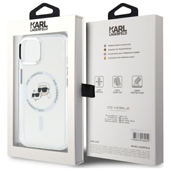 Karl Lagerfeld KLHMP14SHLSKCH iPhone 14  6.1&quot; biały/white hardcase IML Metal Karl&Choupette Head MagSafe