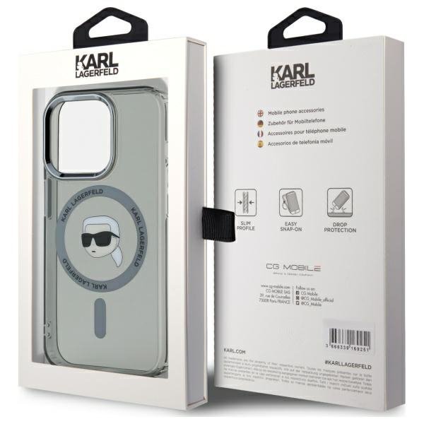 Karl Lagerfeld KLHMP15LHLSKIK iPhone 15  Pro 6.1&quot; czarny/black hardcase IML Metal Karl Head MagSafe