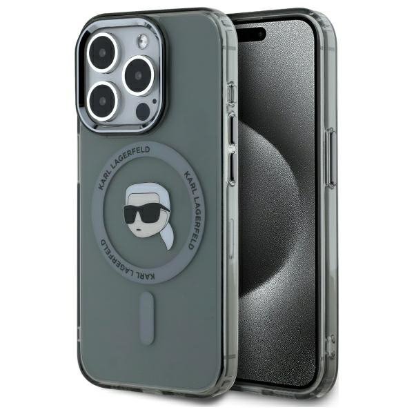Karl Lagerfeld KLHMP15XHLSKIK iPhone 15  Pro Max 6.7&quot; czarny/black hardcase IML Metal Karl Head MagSafe