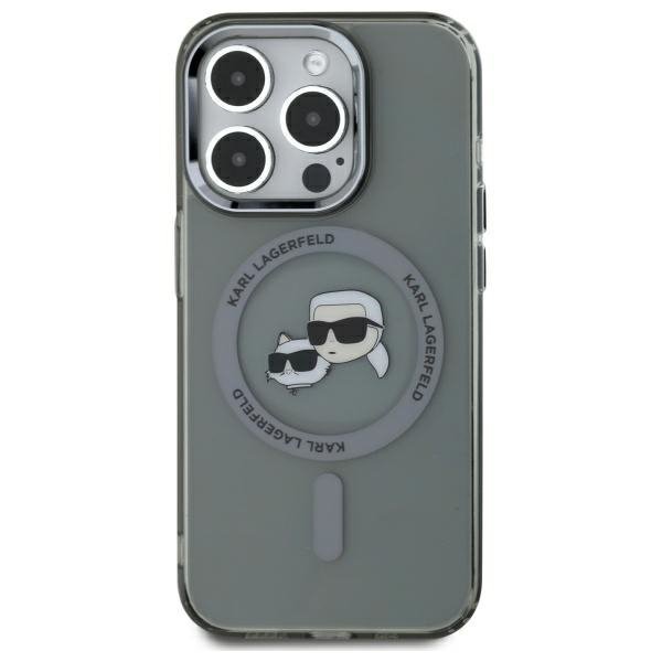 Karl Lagerfeld KLHMP15LHLSKCK iPhone 15  Pro 6.1&quot; czarny/black hardcase IML Metal Karl&Choupette Head MagSafe