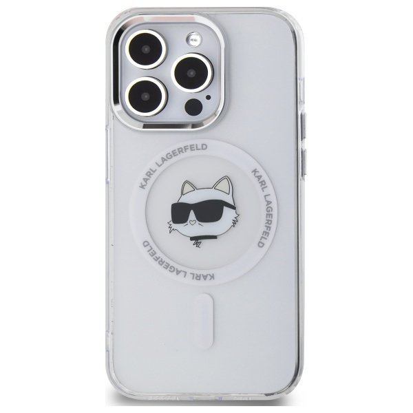 Karl Lagerfeld KLHMP13LHLSCHH iPhone 13  Pro 6.1&quot; biały/white hardcase IML Metal Choupette Head MagSafe