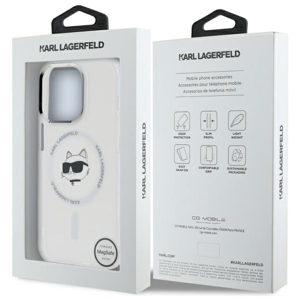Karl Lagerfeld KLHMP13LHLSCHH iPhone 13  Pro 6.1&quot; biały/white hardcase IML Metal Choupette Head MagSafe