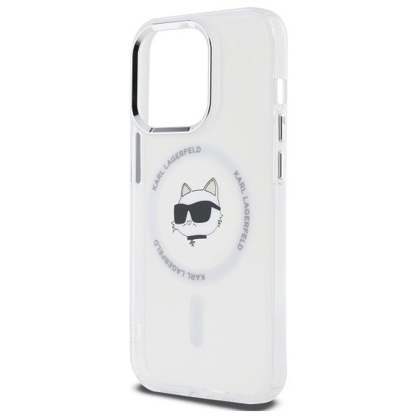 Karl Lagerfeld KLHMP14LHLSCHH iPhone 14  Pro 6.1&quot; biały/white hardcase IML Metal Choupette Head MagSafe