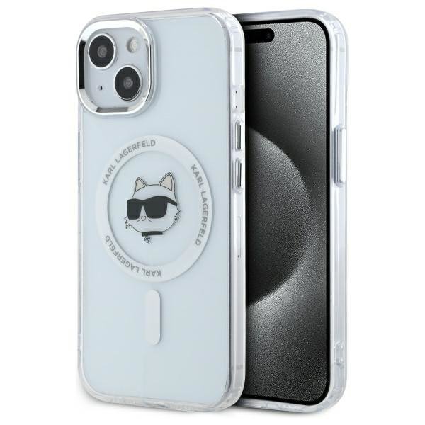 Karl Lagerfeld KLHMP15SHLSCHH iPhone 15  6.1&quot; biały/white hardcase IML Metal Choupette Head MagSafe