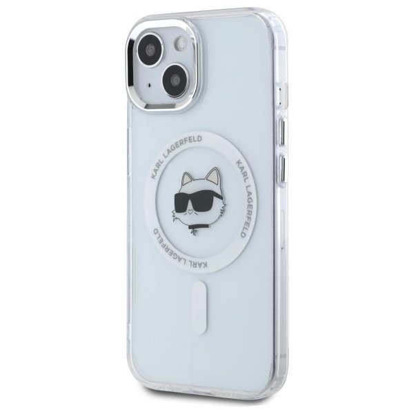 Karl Lagerfeld KLHMP15MHLSCHH iPhone 15  Plus 6.7&quot; biały/white hardcase IML Metal Choupette Head MagSafe