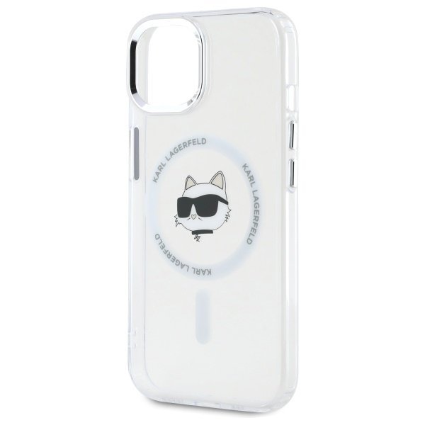 Karl Lagerfeld KLHMP15MHLSCHH iPhone 15  Plus 6.7&quot; biały/white hardcase IML Metal Choupette Head MagSafe