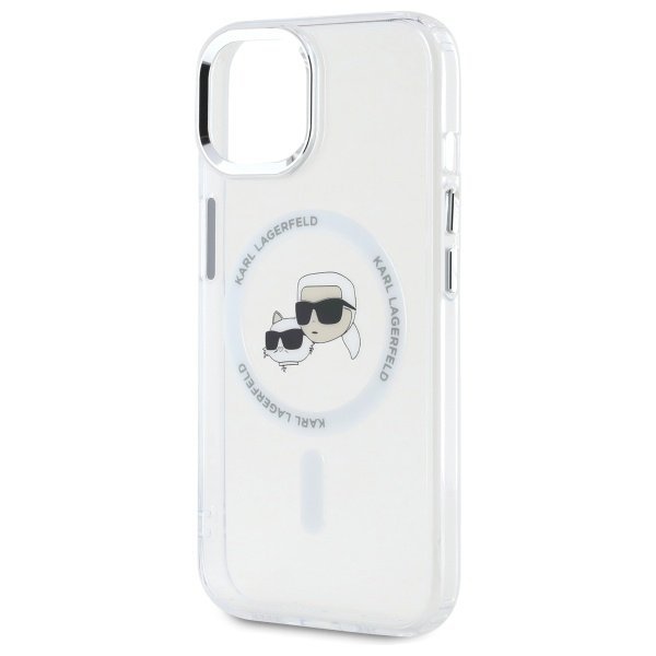 Karl Lagerfeld KLHMP15SHLSKCH iPhone 15  6.1&quot; biały/white hardcase IML Metal Karl&Choupette Head MagSafe