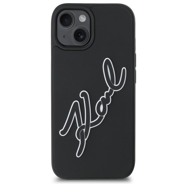 Karl Lagerfeld KLHCP15S3DRKSDLK iPhone   15 6.1&quot; czarny/black hardcase 3D Rubber Signature