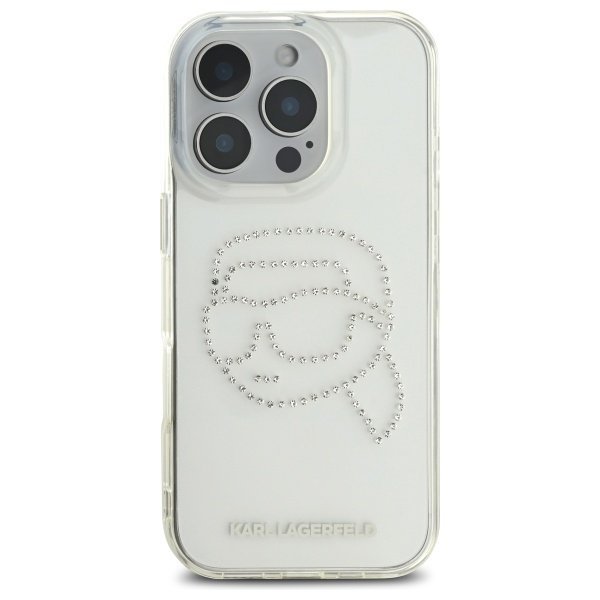 Karl Lagerfeld KLHCP16XHKHDCELT iPhone   16 Pro Max 6.9&quot; przezroczysty/transparent hardcase IML Rhinestones Karl Head