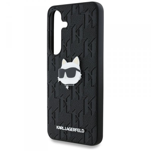 Etui Karl Lagerfeld Leather Monogram Pin Logo Choupette Head do Samsung Galaxy S25+ czarny