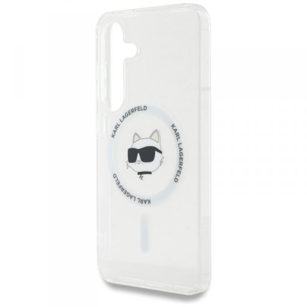 Etui Karl Lagerfeld Button Choupette     Head Printed Logo MagSafe do Samsung Galaxy S25 biały
