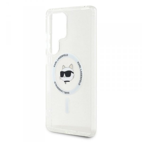 Etui Karl Lagerfeld Button Choupette     Head Printed Logo MagSafe do Samsung Galaxy S25 Ultra biały