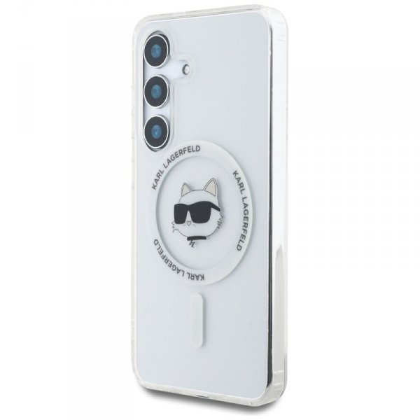 Etui Karl Lagerfeld Button Choupette     Head Printed Logo MagSafe do Samsung Galaxy S25+ biały