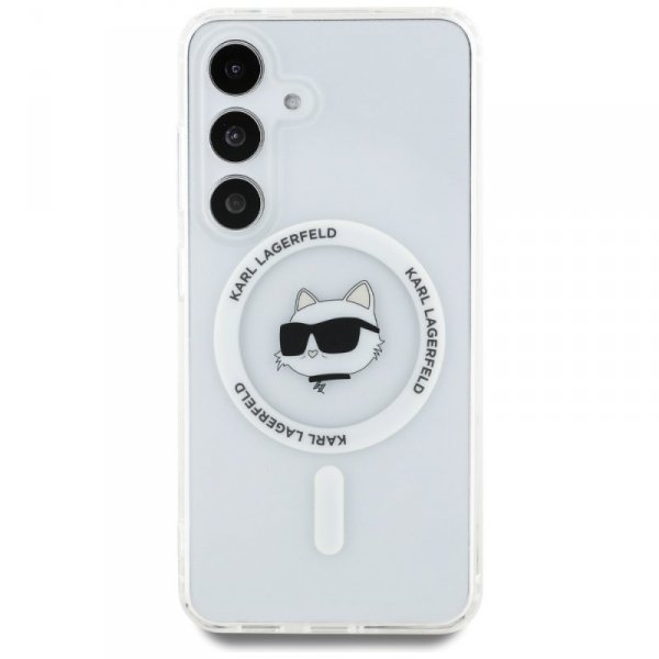 Etui Karl Lagerfeld Button Choupette     Head Printed Logo MagSafe do Samsung Galaxy S25+ biały