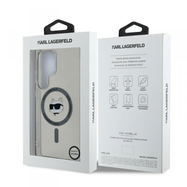 Etui Karl Lagerfeld Button Choupette Head Printed Logo MagSafe do Samsung Galaxy S25 Ultra czarny