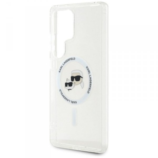 Etui Karl Lagerfeld Button Karl &        Choupette Heads Printed Logo MagSafe do Samsung Galaxy S25 Ultra biały
