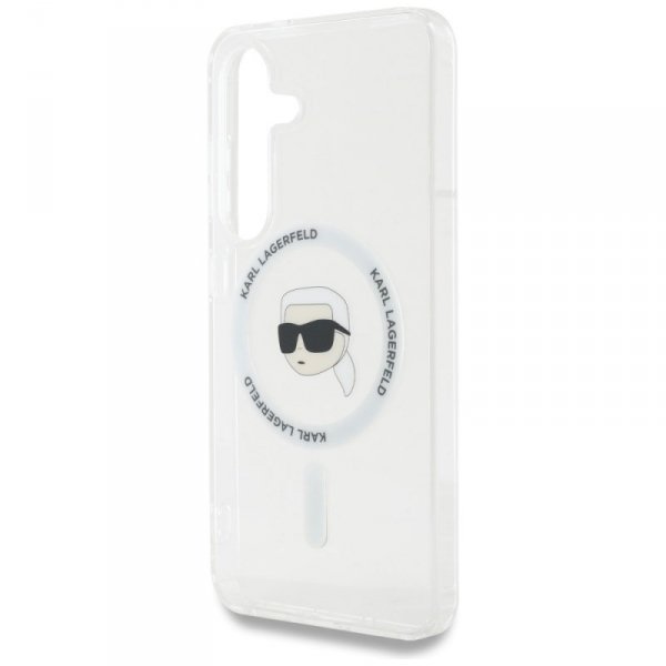 Etui Karl Lagerfeld Button Karl Head     Printed Logo MagSafe do Samsung Galaxy S25 biały