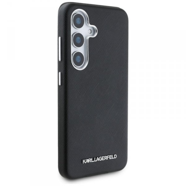 Etui Karl Lagerfeld Saffiano Full        Wrapped Elongated Metal Logo MagSafe do Samsung Galaxy S25 czarny