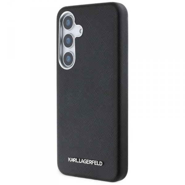 Etui Karl Lagerfeld Saffiano Full        Wrapped Elongated Metal Logo MagSafe do Samsung Galaxy S25+ czarny
